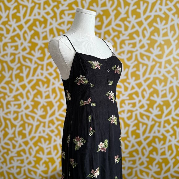 Volcom Rumors Black Spaghetti Strap Floral Print Maxi Dress - S (4/6) - Picture 4 of 4